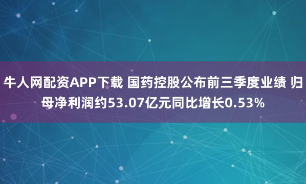 牛人网配资APP下载 国药控股公布前三季度业绩 归母净利润约53.07亿元同比增长0.53%