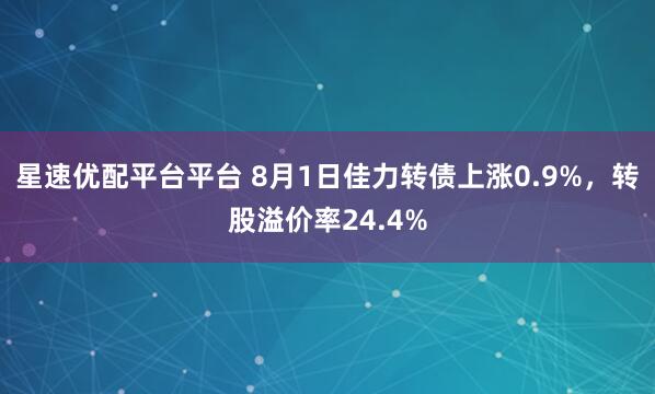 星速优配平台平台 8月1日佳力转债上涨0.9%，转股溢价率24.4%